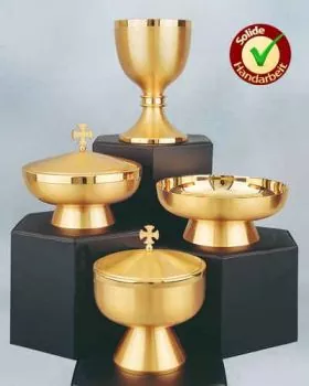 Ziborium mit Deckel 10 cm Ø, vergoldet, 13 cm hoch