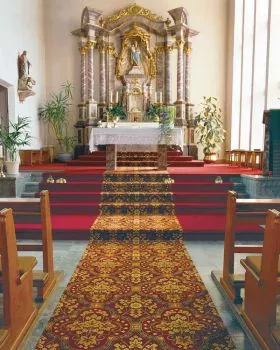 Kirchenteppich Vierpass Schurwolle 73 cm breit