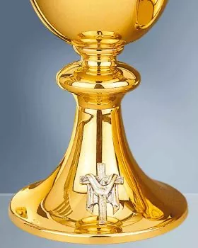 Kelch der Auferstehung 18cm vergoldet, Kreuz mit Tuch