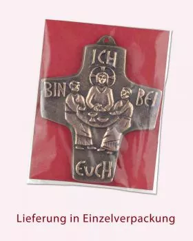 Kommunionkreuz Bronze Emmausjünger 9,5 x 7,5 cm