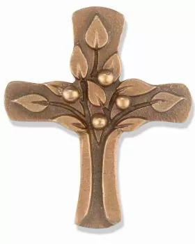 Kreuz bronziert 8 x 9,5 cm Früchte des Lebens