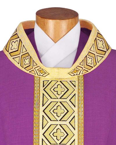 Preview: Kasel violett mit Kragen, 125 cm lang, 154 cm breit