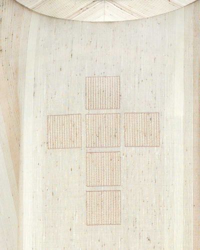 Kasel weiß Wolle & Seide gesticktes Brustkreuz schlicht