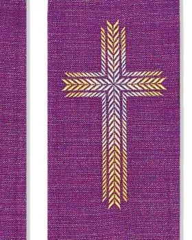 Doppelstola weiß/violett mit gestickten Kreuzen
