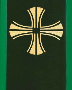 Kasel grün, Mittelstab Samt mit gesticktem Kreuzsymbol