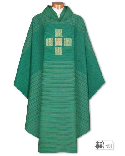 Kasel Lumen grün mit gesticktem Brustkreuz 138 cm