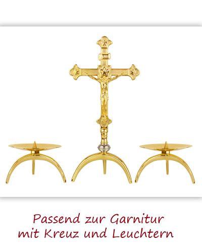 Altarkreuz 16 x 32 cm dreibeinig Messing poliert