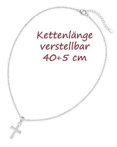 Preview: Kreuzanhänger 10 x 15 mm 925 Sterling Silber mit Zirkonia