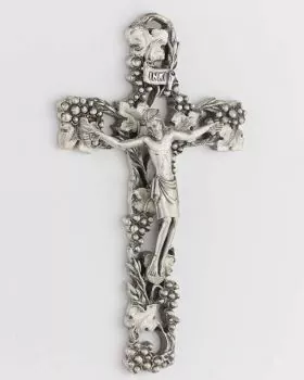 Kreuz antik Silber 13,5 cm hoch Weinstock mit Christuskörper