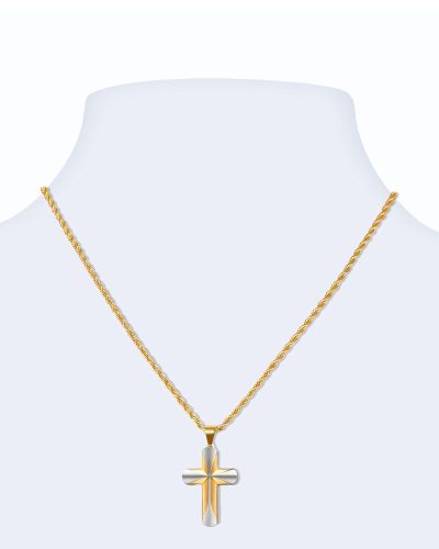 Preview: Kreuzanhänger 55 x 35 mm, Edelstahl vergoldet