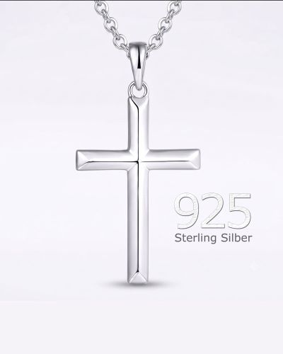 Preview: Kreuzanhänger 20 x 30 mm Sterling Silber mit Kette 40 + 5 cm