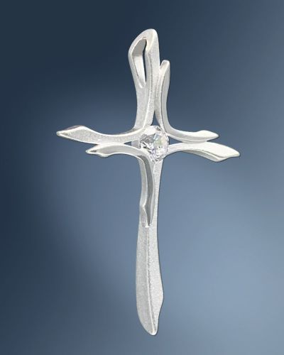 Preview: Kreuz Anhänger filigran m. Stein 18 x 26 mm 925 Silber