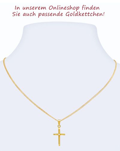 Preview: Kreuz Anhänger m. Stein 12 mm x 18 mm 9 ct Gold 375