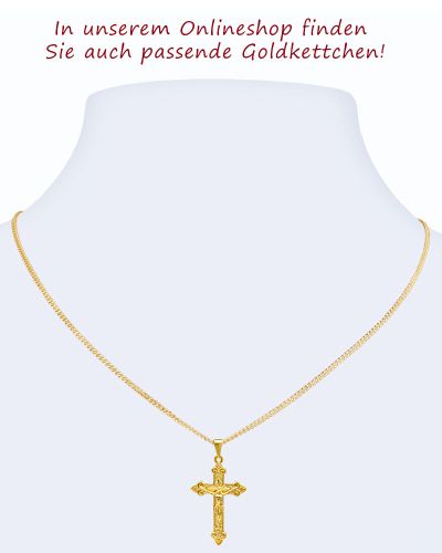Preview: Kreuz Anhänger Kruzifix 8 mm x 25 mm 8ct Gold 333