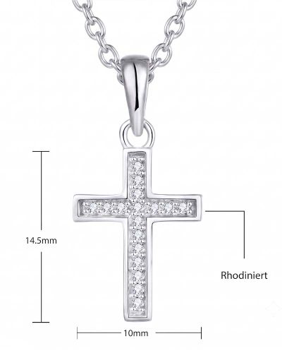 Kreuzanhänger 10 x 15 mm 925 Sterling Silber mit Zirkonia