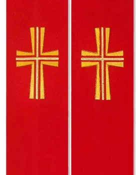 Priesterstola rot 138 cm gold gestickte Kreuzsymbolik