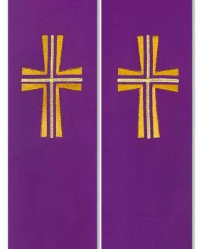 Priesterstola violett, gold gestickte Kreuzsymbolik