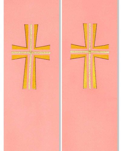 Priesterstola mit gestickter Kreuzsymbolik, rosa