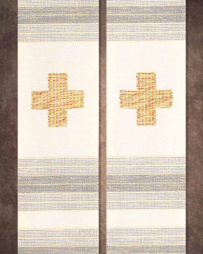Stola weiß  mit 3-Kreuzen und Lurex 160 cm lang