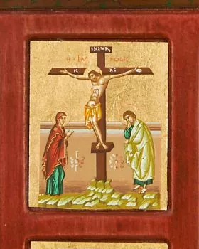 Ikonenkreuz 34 x 23 cm Siebdruck Leben Jesu