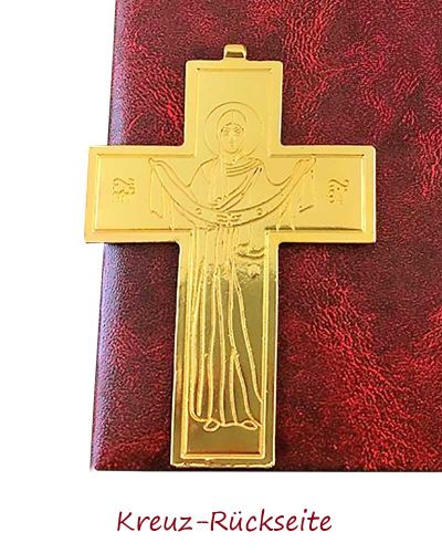 Bischofskreuz 9,1 x 6,7 cm vergoldet mit Kette, im Etui