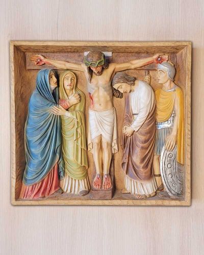 Kreuzwegstation XII Jesus gekreuzigt 38 x 38 cm