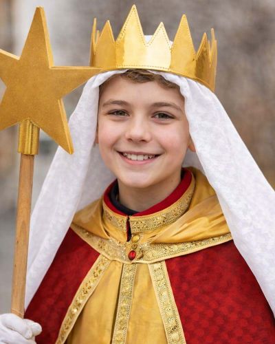 Sternsingerkrone verstellbar Gold mit weißem Tuch