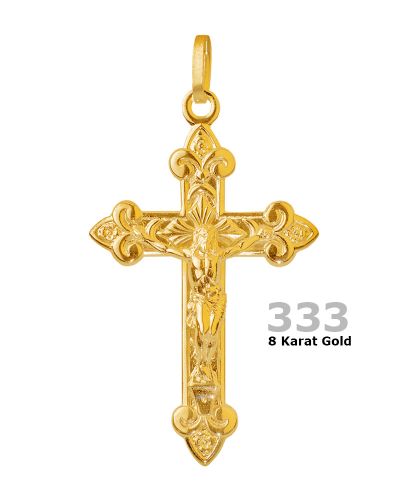 Preview: Kreuz Anhänger Kruzifix 16 x 25 mm 333 Gold