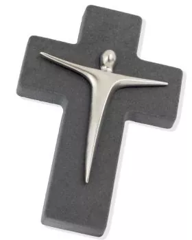 Schieferkreuz 7,5 x 11,5 cm Korpus aus Feinmetall