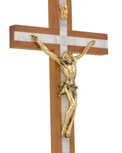 Preview: Wandkreuz mit goldfrabenem Christuskorpus 25 x 12,5 cm