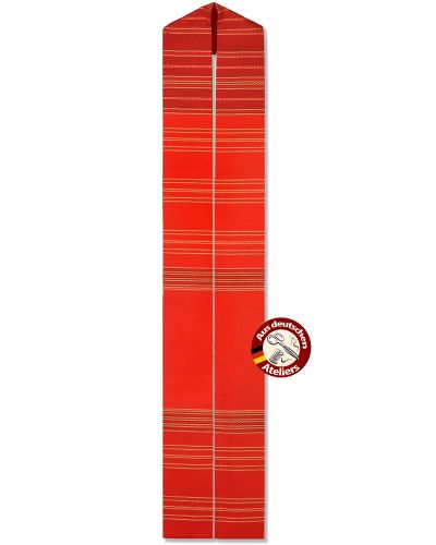 Preview: Stola Rot Streifeneinwebe mit Japangold 150 cm lang