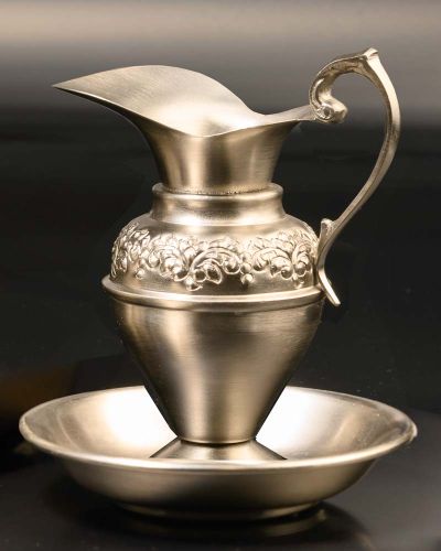 Lavabogarnitur Messing vernickelt 16 cm hoch