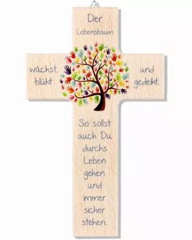 Kinderkreuz Lebensbaum Buchenholz 20 x 12 cm