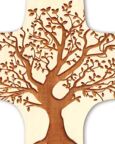 Wandkreuz aus Zirbenholz "Lebensbaum" 9 x 15 cm