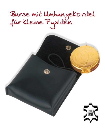 Versehbursa 10 x 10 x 2 cm Leder mit Umhängekordel