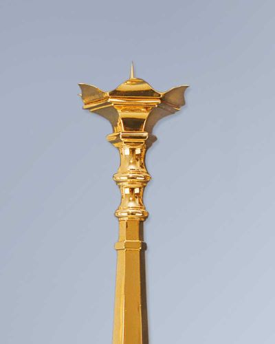 Standleuchter 40 cm hoch gotisch Messing vergoldet