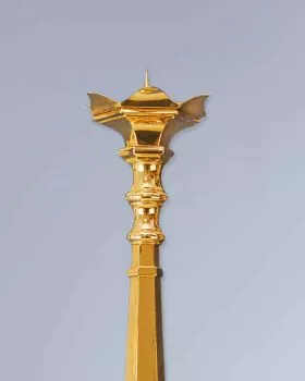 Standleuchter 40 cm hoch gotisch Messing vergoldet