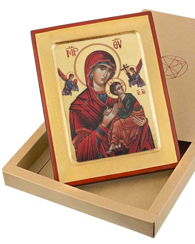 Preview: Ikone immerwährende Hilfe 10,5x13 cm auf Holzträger