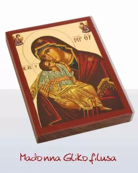 Ikone Madonna Glikofilusa Holz 10 x 15 cm Golddruck
