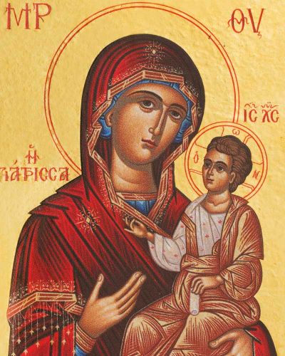 Ikone Theotokus Hodegetria 10,5x13 cm auf Holzträger