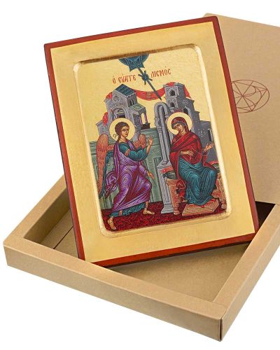 Preview: Ikone Maria Verkündigung 10,5x13 cm auf Holzträger