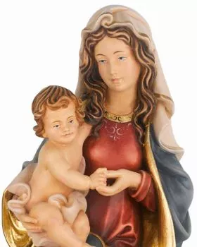 Bergmadonna mit Jesukind geschnitzt 20 cm coloriert