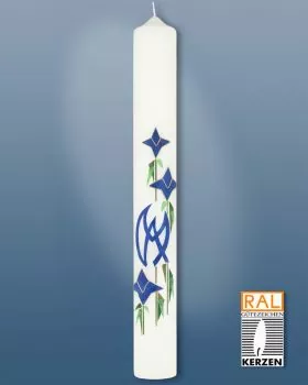 Marienkerze 600 x 70 mm blauen Lilien Emblem AM