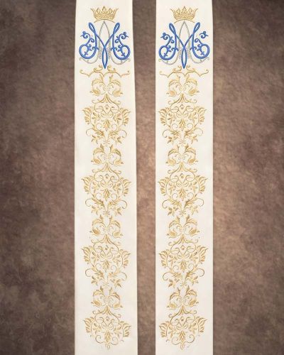 Preview: Marienstola mit gestickten Mariensymbolen 130 cm