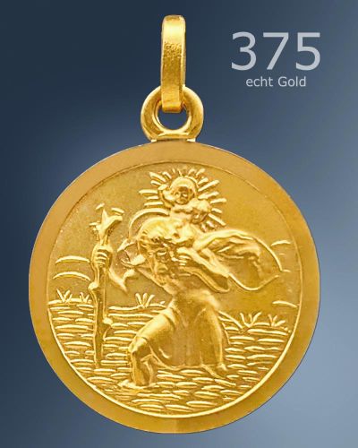 Preview: Medaille Christopherus 12 mm Ø 8 ct Gold 333