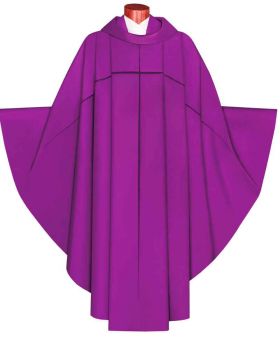 Kasel aus violetter Seide filigranes Kreuzsymbol
