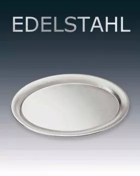 Edelstahl - Tablett schlicht oval, 20 x 15 cm robust