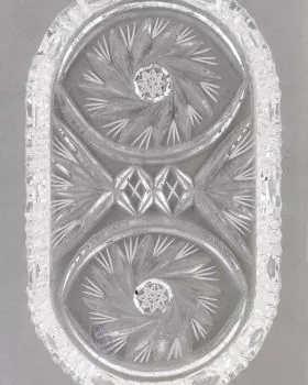 Tablett oval 24 x 12,5 cm aus faccetiertem Glas