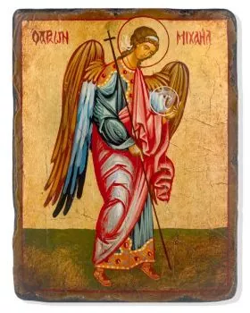 Ikone Erzengel Michael handgemalt, 14 x 18 cm