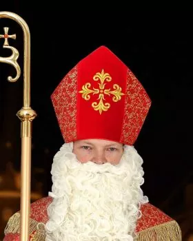 Mitra für Nikolaus Brokat Samt rot, gold bestickt Gr. 57 - 64